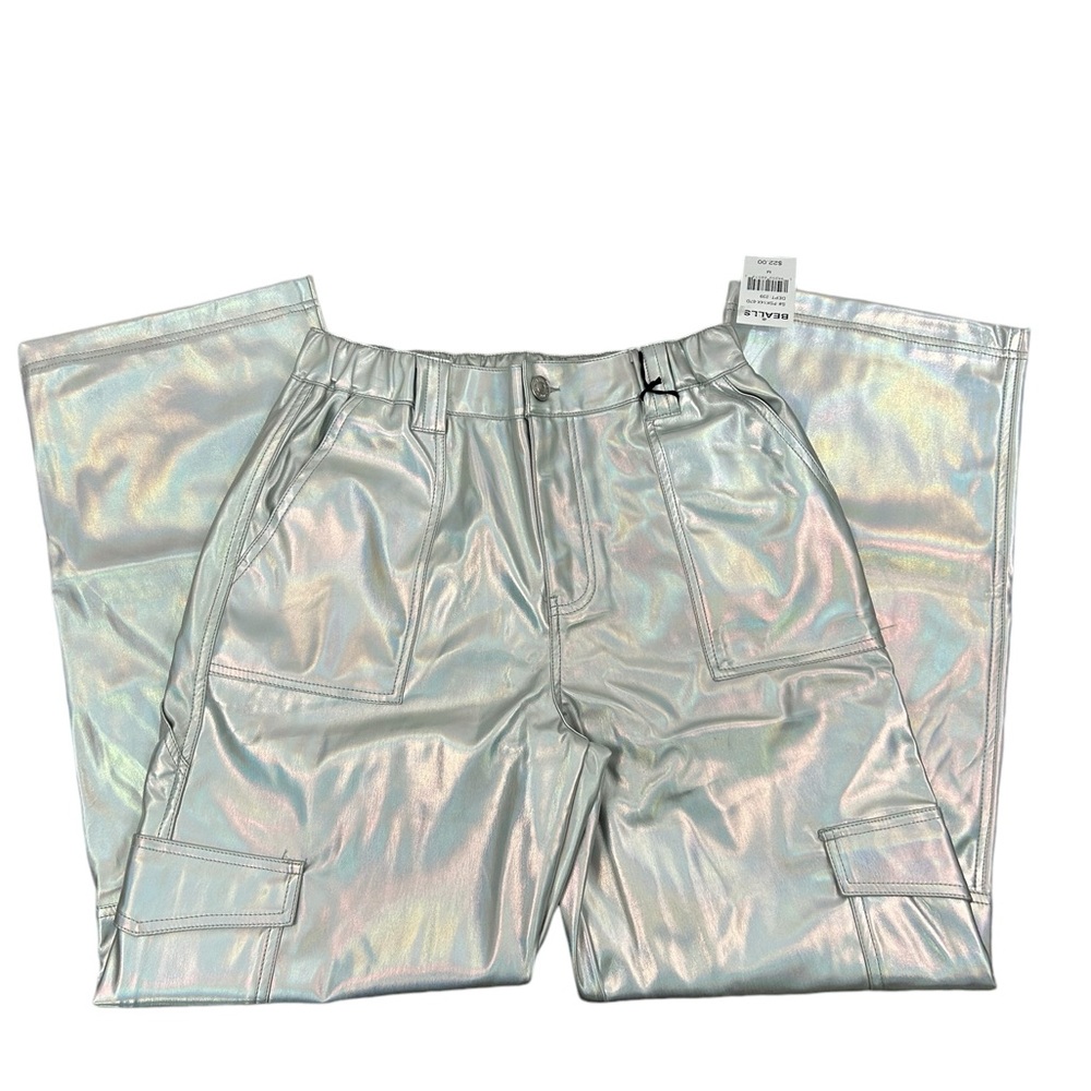 NWT Metallic Skater Pants High Rise Size M Elastic Waist Side Pockets